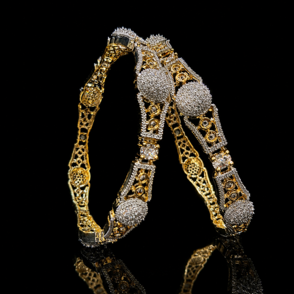 1 Carat Designer Kangans for Women – Luxury Gold & Silver Finish Bangles