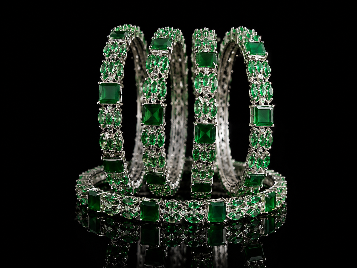 Green Stone Designer Kangans for Women – Artificial Luxury Jewellery Bangles