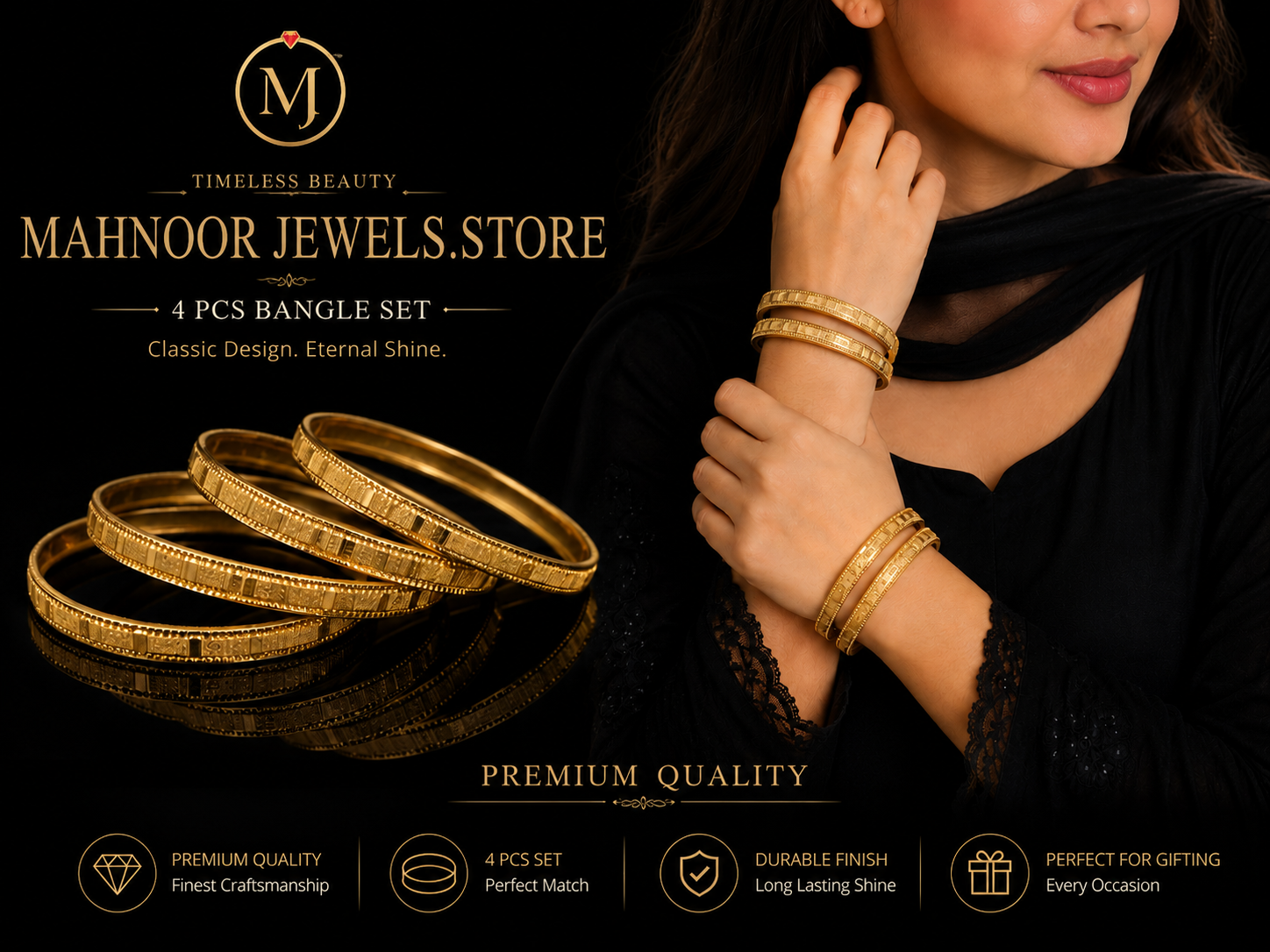 Indian Gola Design Golden Kangans for Women – Artificial Designer Bangles - Image 2